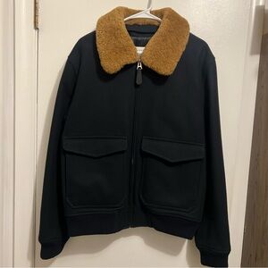 Sandro Black Wool Aviator Bomber Jacket size XL (fits more like L)